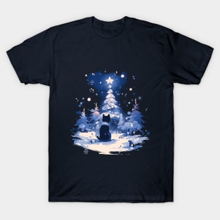 Black Cat Christmas Magic T-Shirt